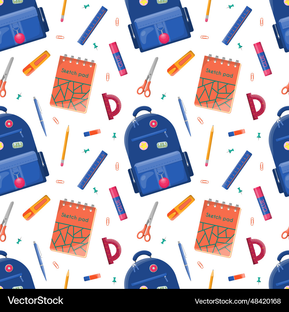 Seamless pattern of backpack with different Seamless pattern of backpack with different vector image