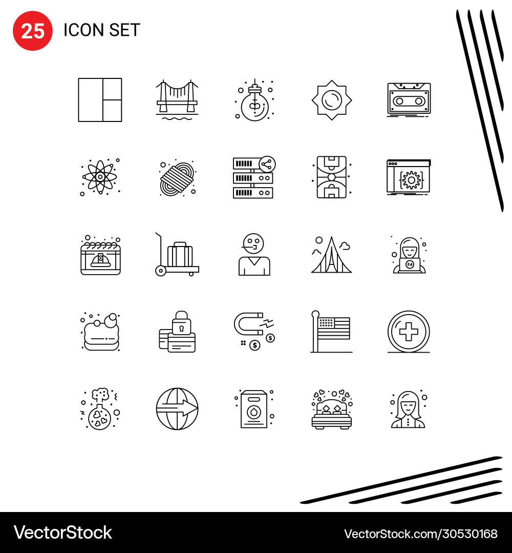 Set 25 lines on grid for tape demo lamp vector image