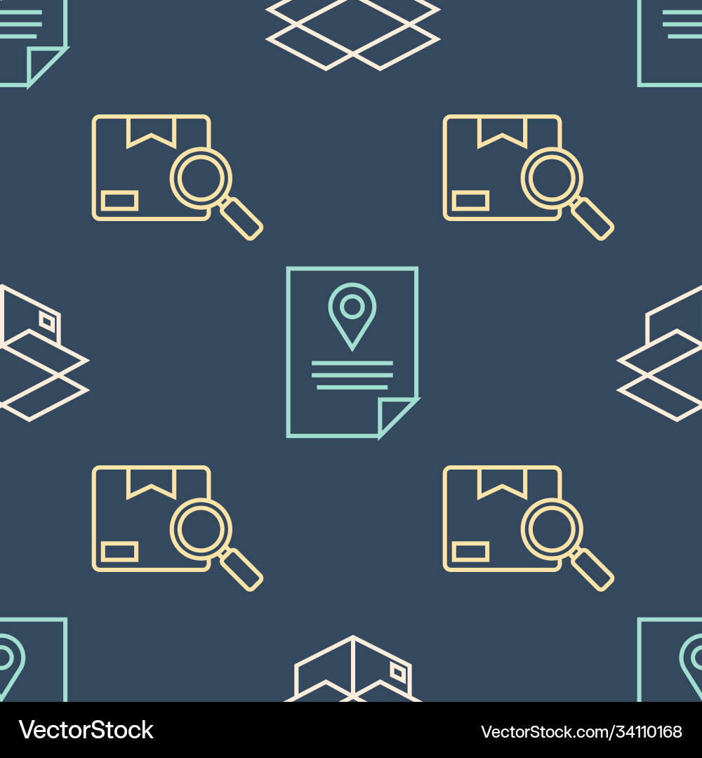 Set line carton cardboard box search package Vector Image