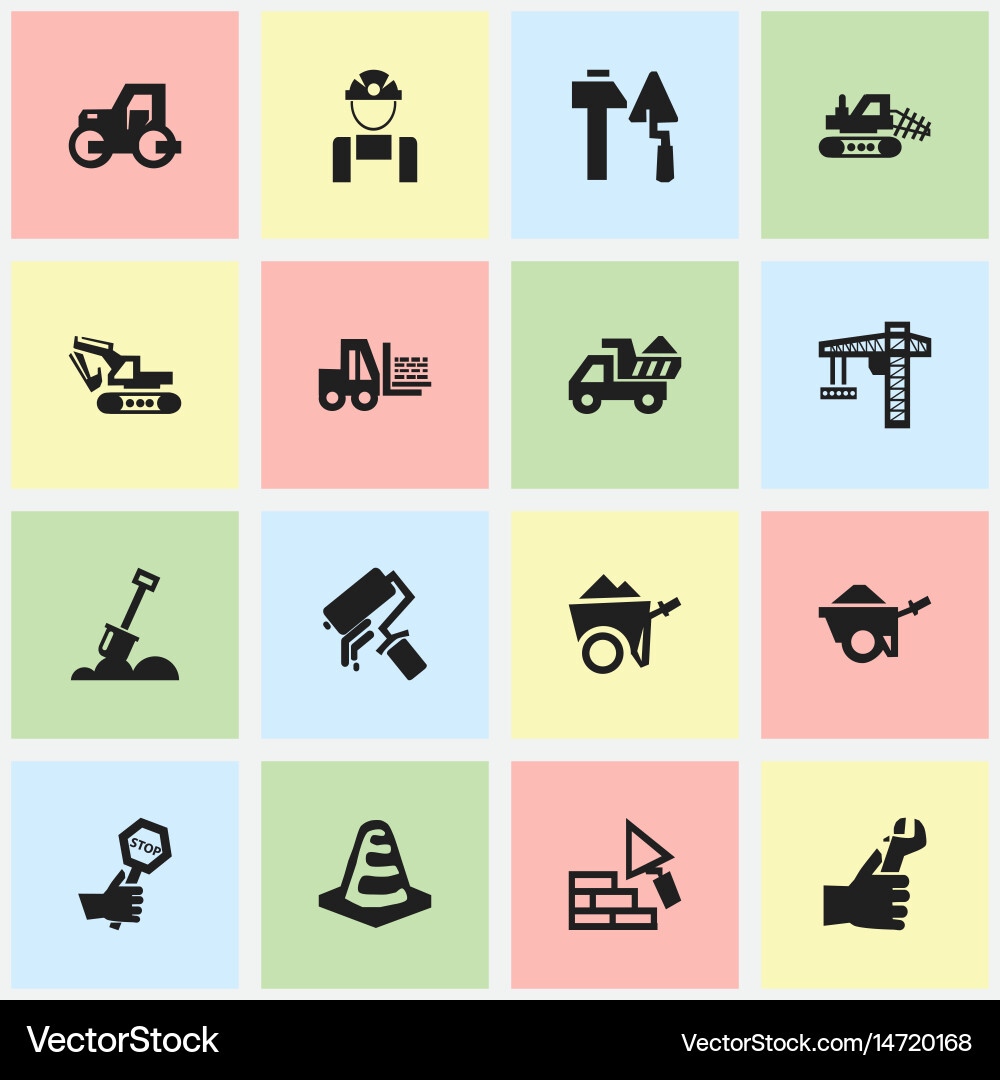 Set of 16 editable structure icons includes vector image