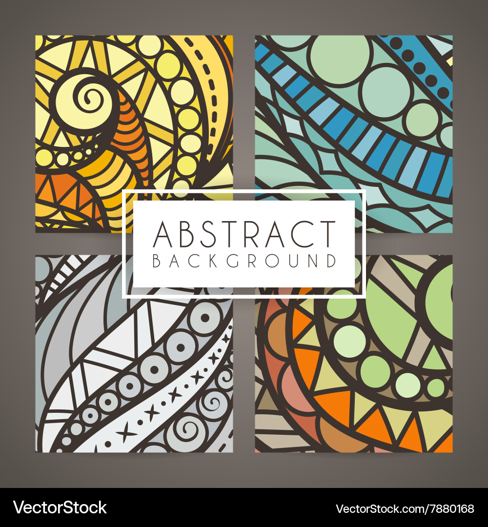 Set of four colorful intricate patterns vector image