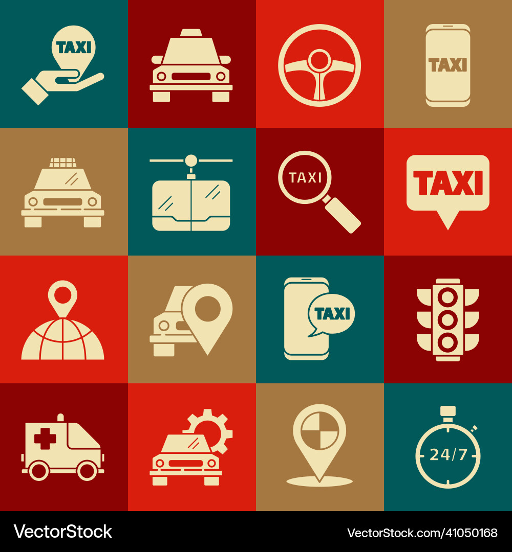 Set stopwatch 24 hours traffic light map pointer Set stopwatch 24 hours traffic light map pointer vector image