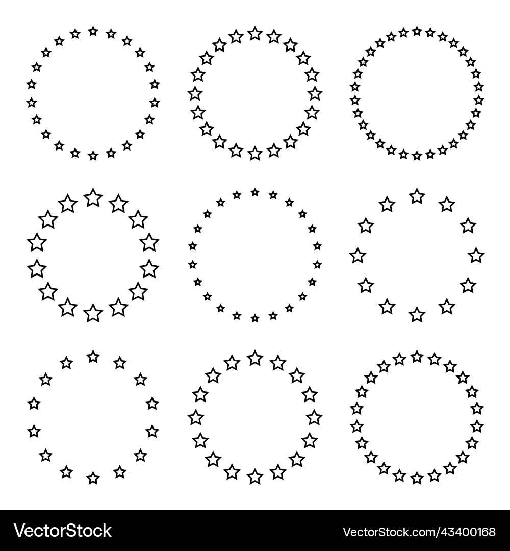 Stars of various sizes arranged in a circle round Stars of various sizes arranged in a circle round vector image