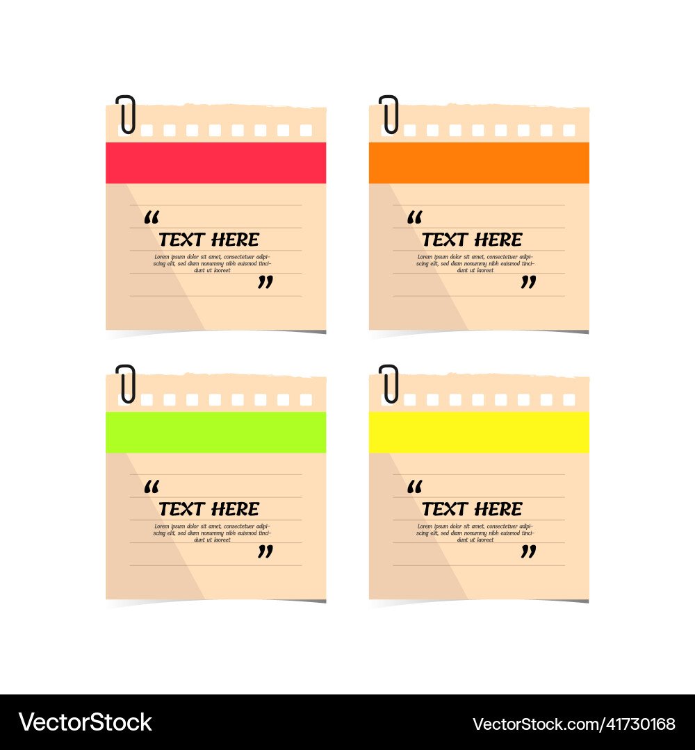 Text box design with note papers collection Vector Image
