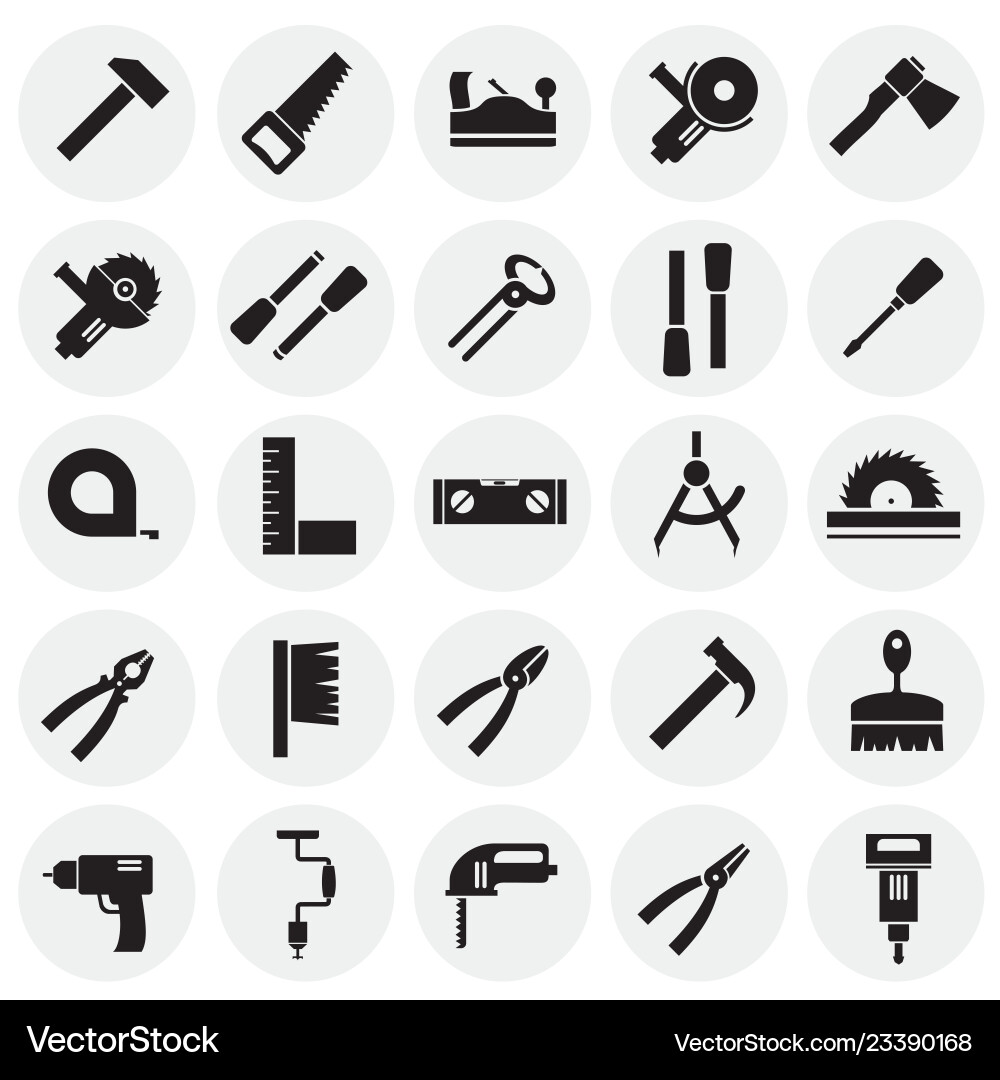 Tools icons set on circles background for graphic Tools icons set on circles background for graphic vector image