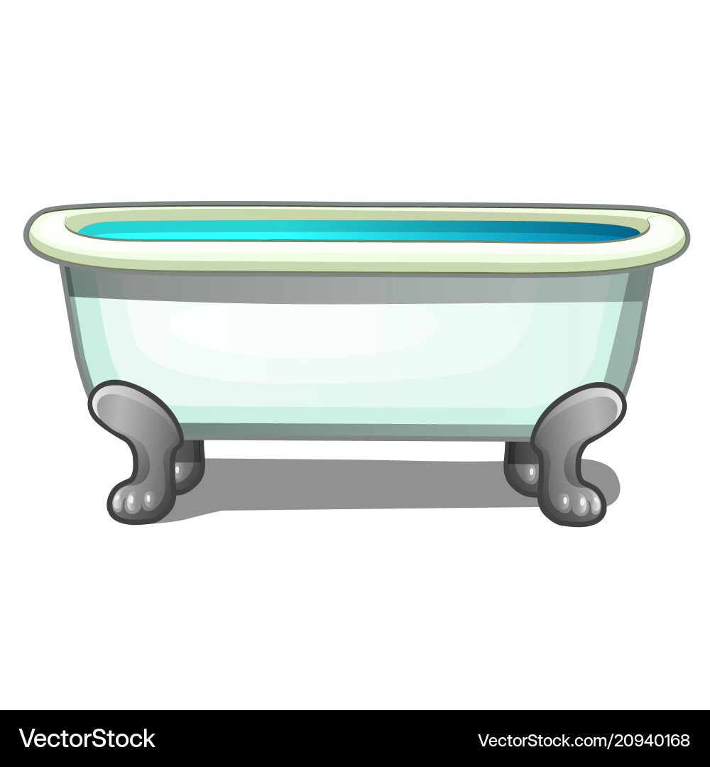 Tub steel legs filled with water isolated Tub steel legs filled with water isolated vector image