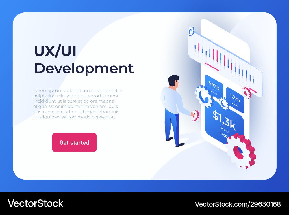 Ui ux development landing page concept Ui ux development landing page concept vector image