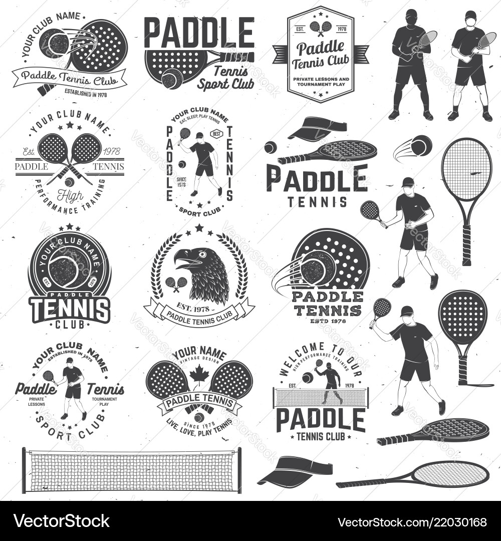 Vintage Paddle Tennis Badges & Signs Vector Image