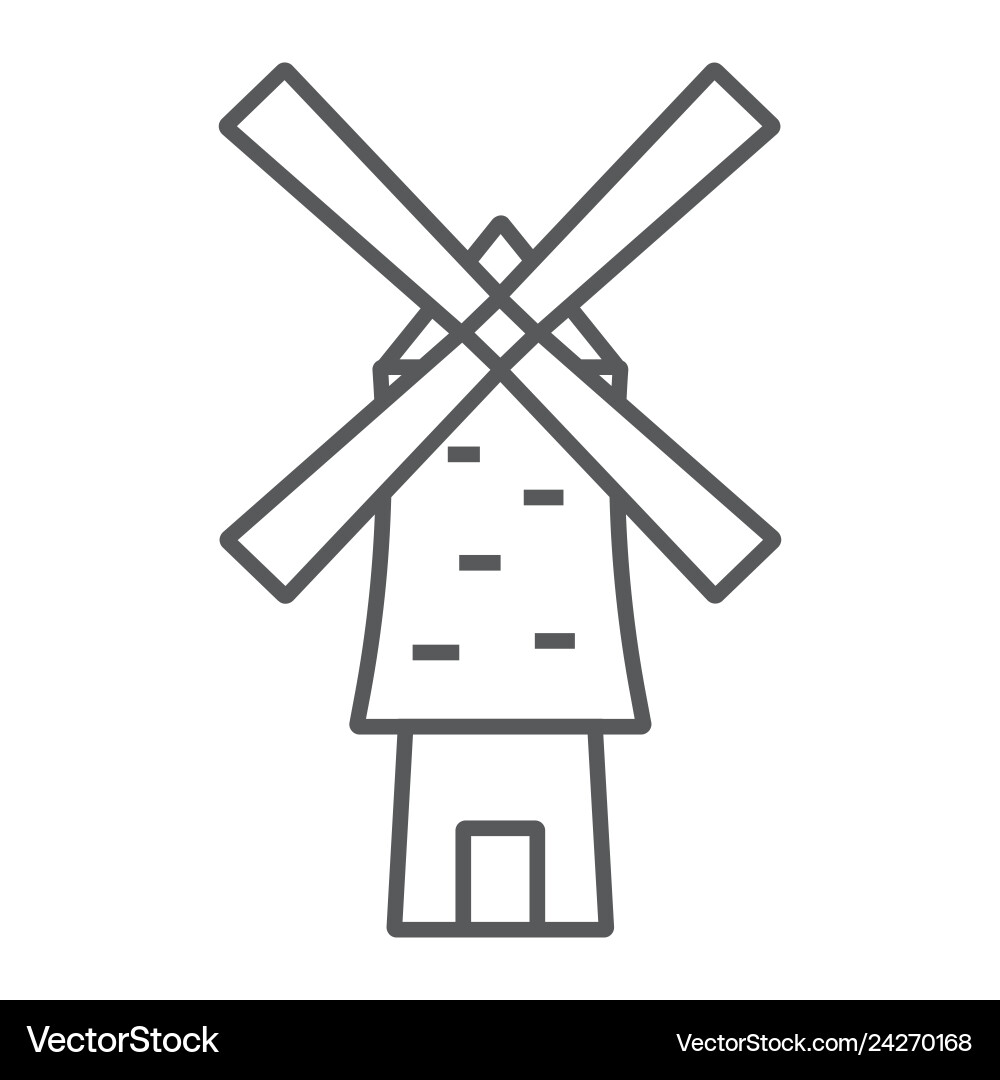 Windmill thin line icon energy and wind mill Windmill thin line icon energy and wind mill vector image
