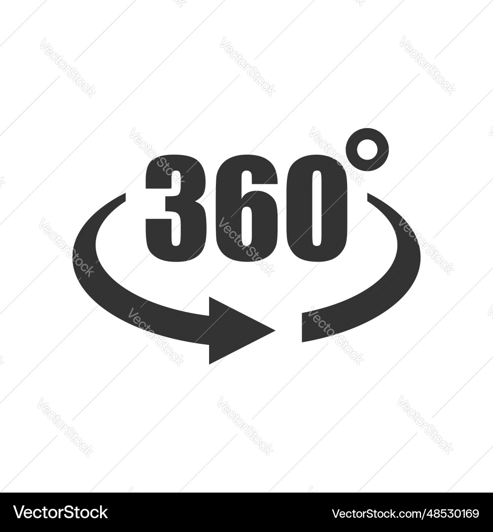 360 degrees icon in flat style rotate symbol 360 degrees icon in flat style rotate symbol Vector Image