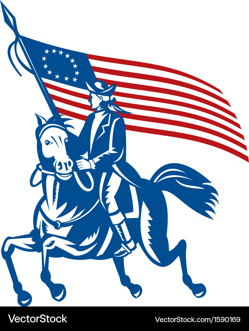 American Revolutionary Soldier on Horse vector image