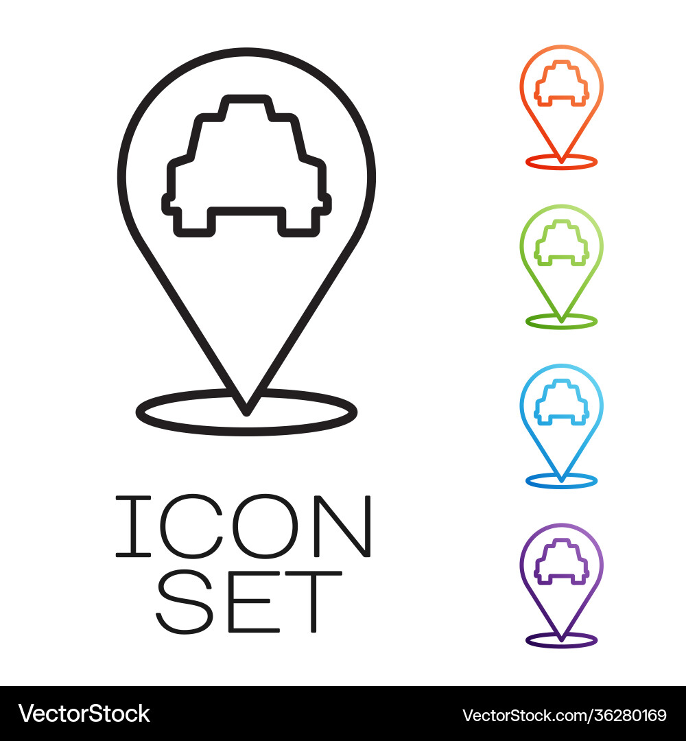 Black line map pointer with taxi icon isolated Black line map pointer with taxi icon isolated vector image