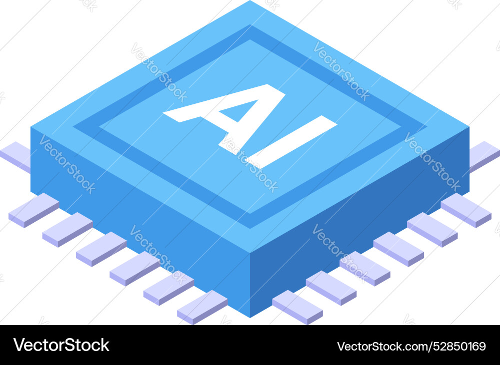 Blue ai microchip representing artificial Blue ai microchip representing artificial Vector Image