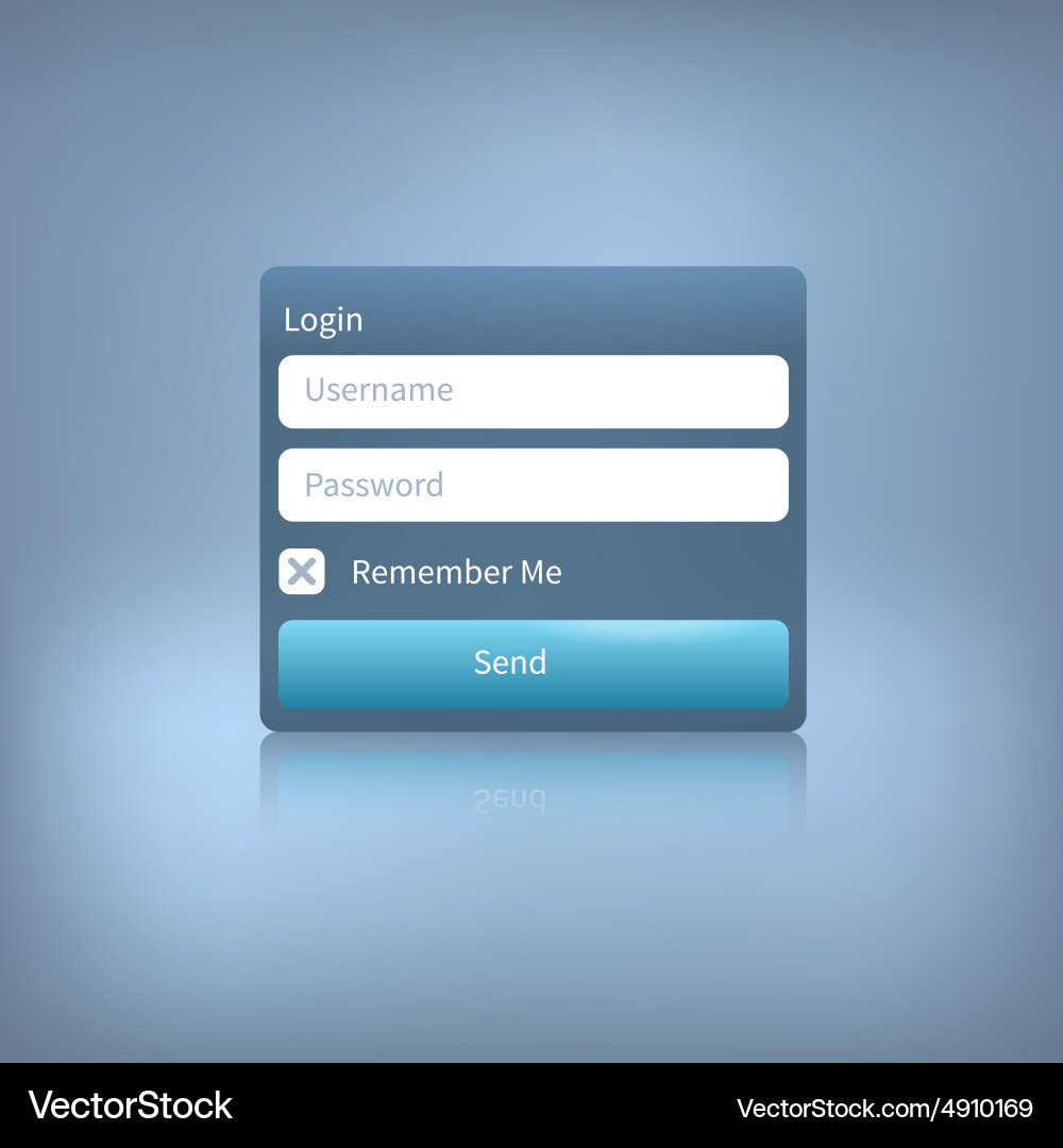Blue Web Login Panel with Button vector image