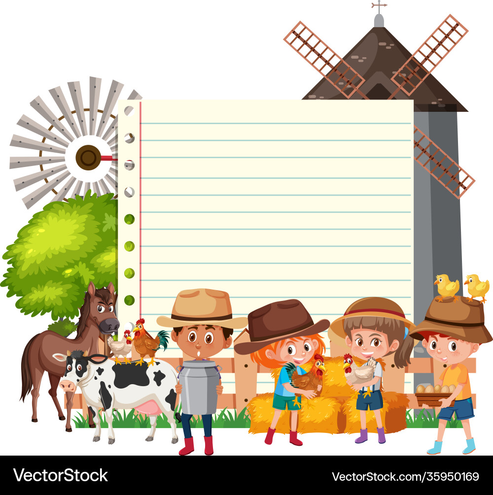 Border frame template with farm theme background Vector Image