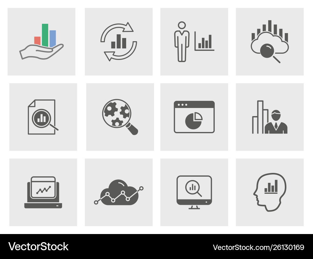 Data analysis icon set isolated Data analysis icon set isolated vector image