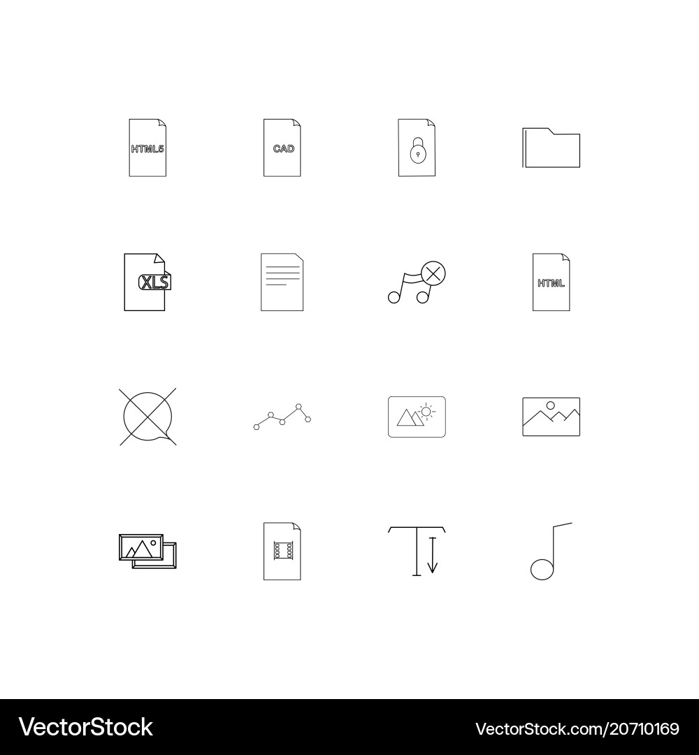 Dateien und Ordner unterschreiben einfache lineare Symbole Set vektorbild