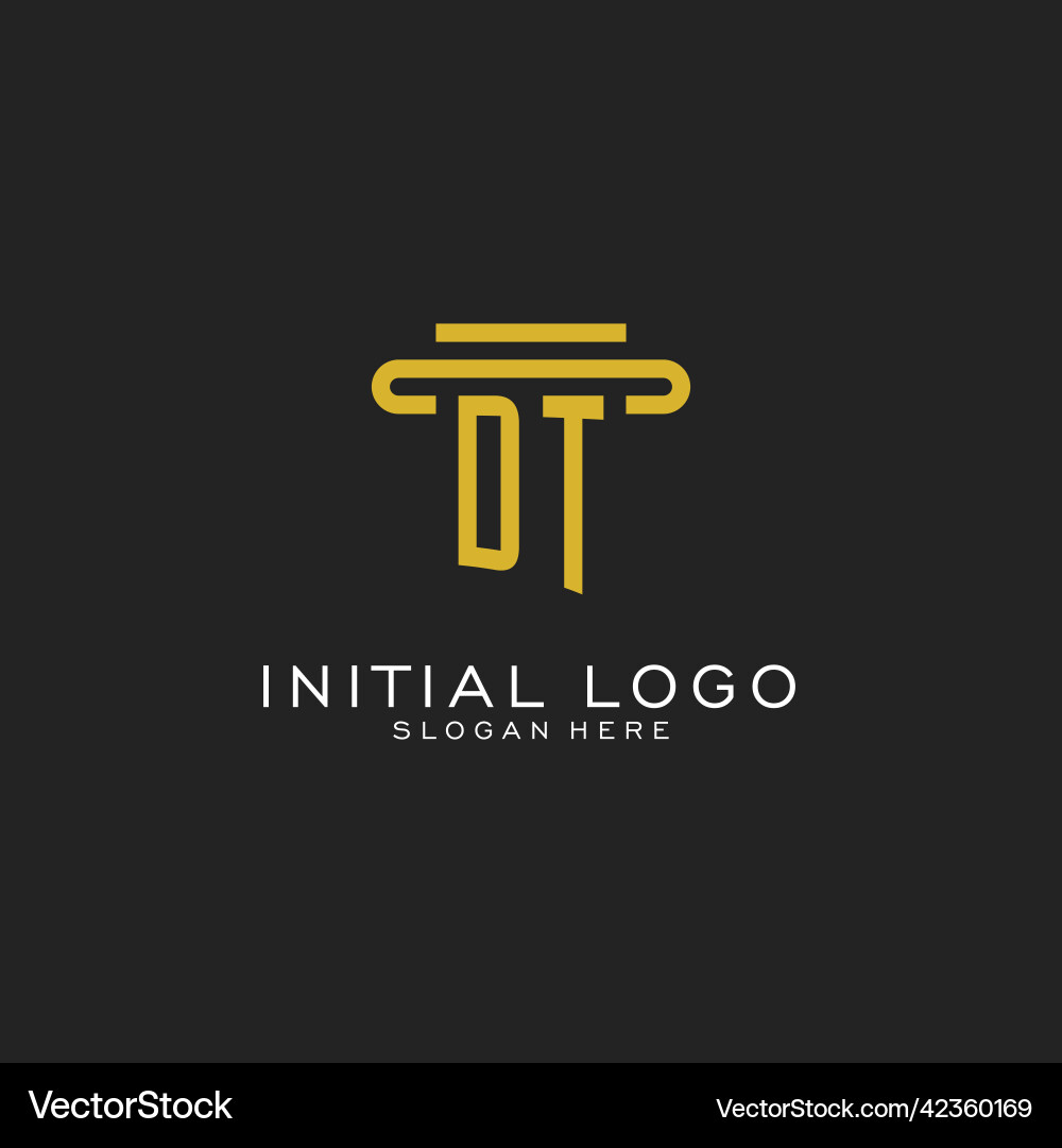 Dt initial logo with simple pillar style design Dt initial logo with simple pillar style design Vector Image