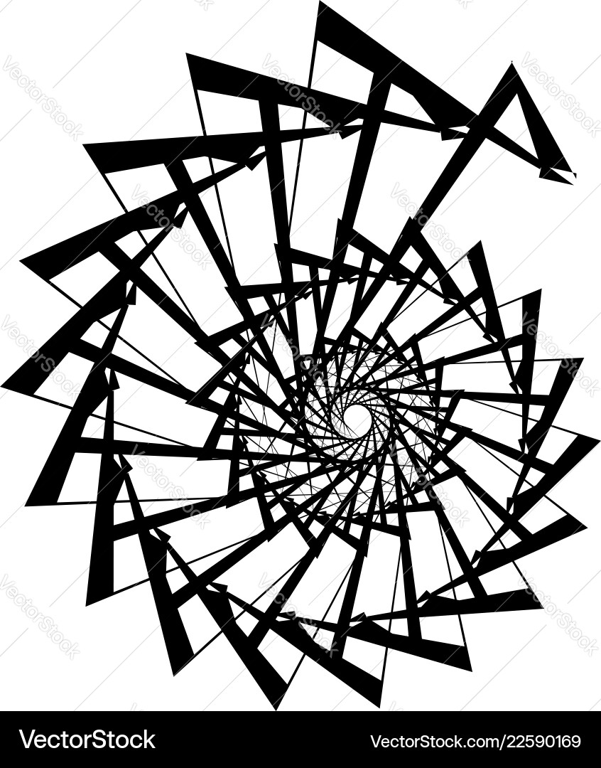 Geometric circular spiral abstract angular edgy Geometric circular spiral abstract angular edgy Vector Image