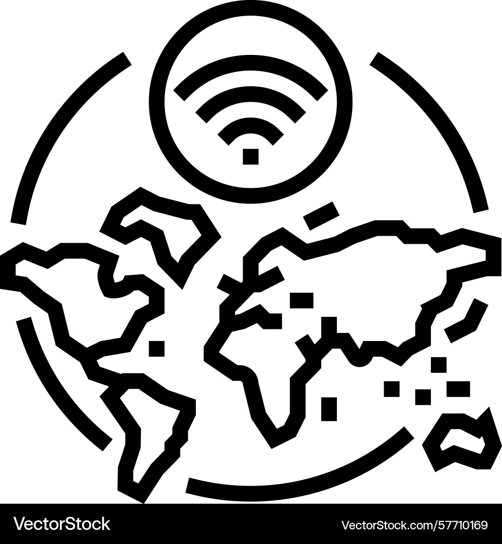 Internetnutzung Dichte Karte Linie Symbol Vektorbild