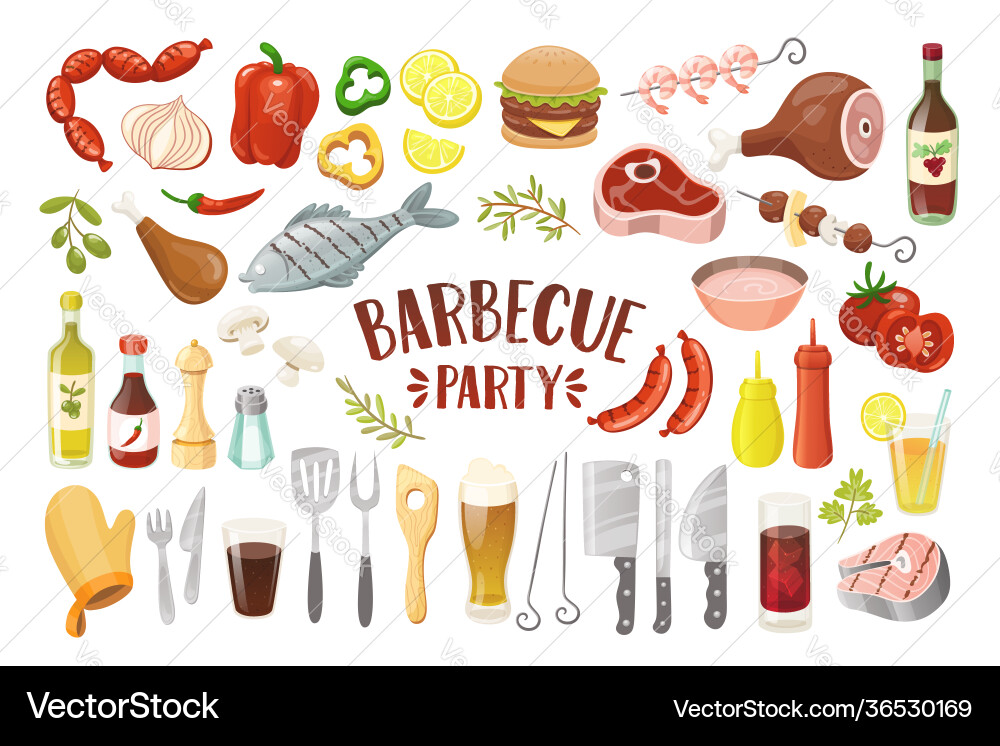Isolated barbecue party elements Royalty Free Vector Image