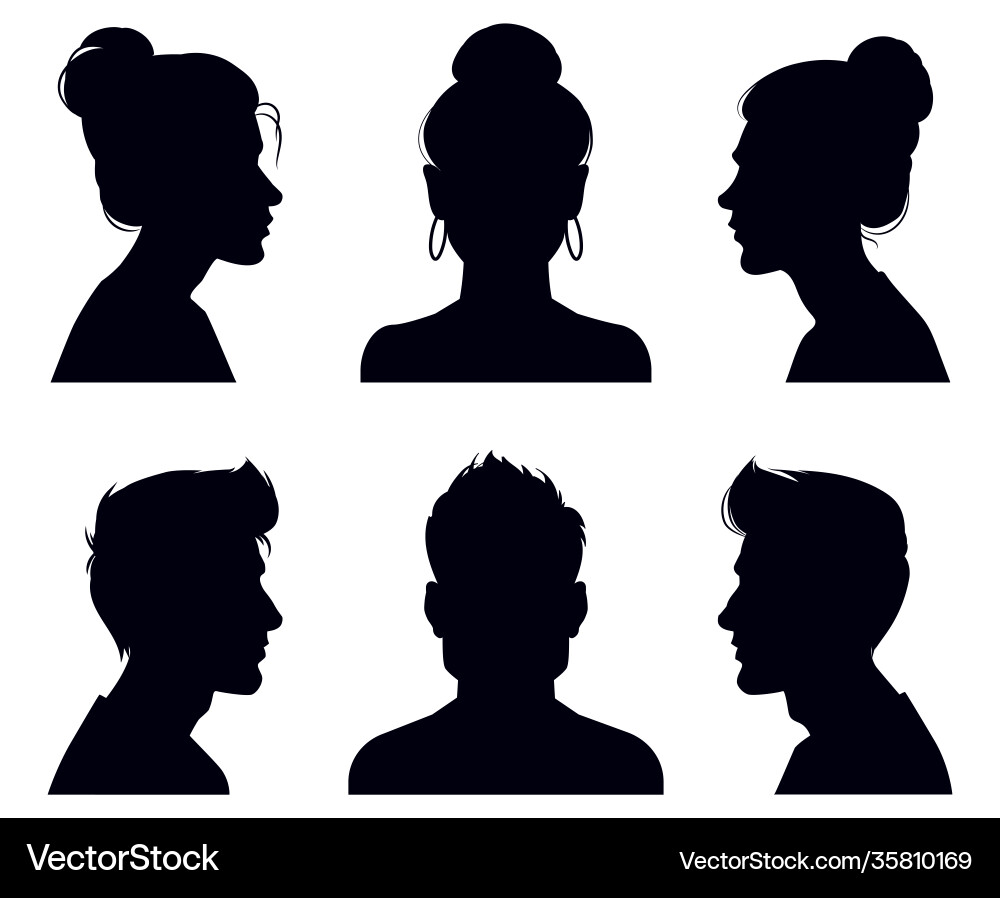Kopf Silhouettes männlich & weiblich porträts vektorbild