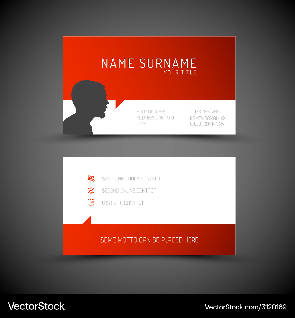Modern simple red business card template with user Vector Image