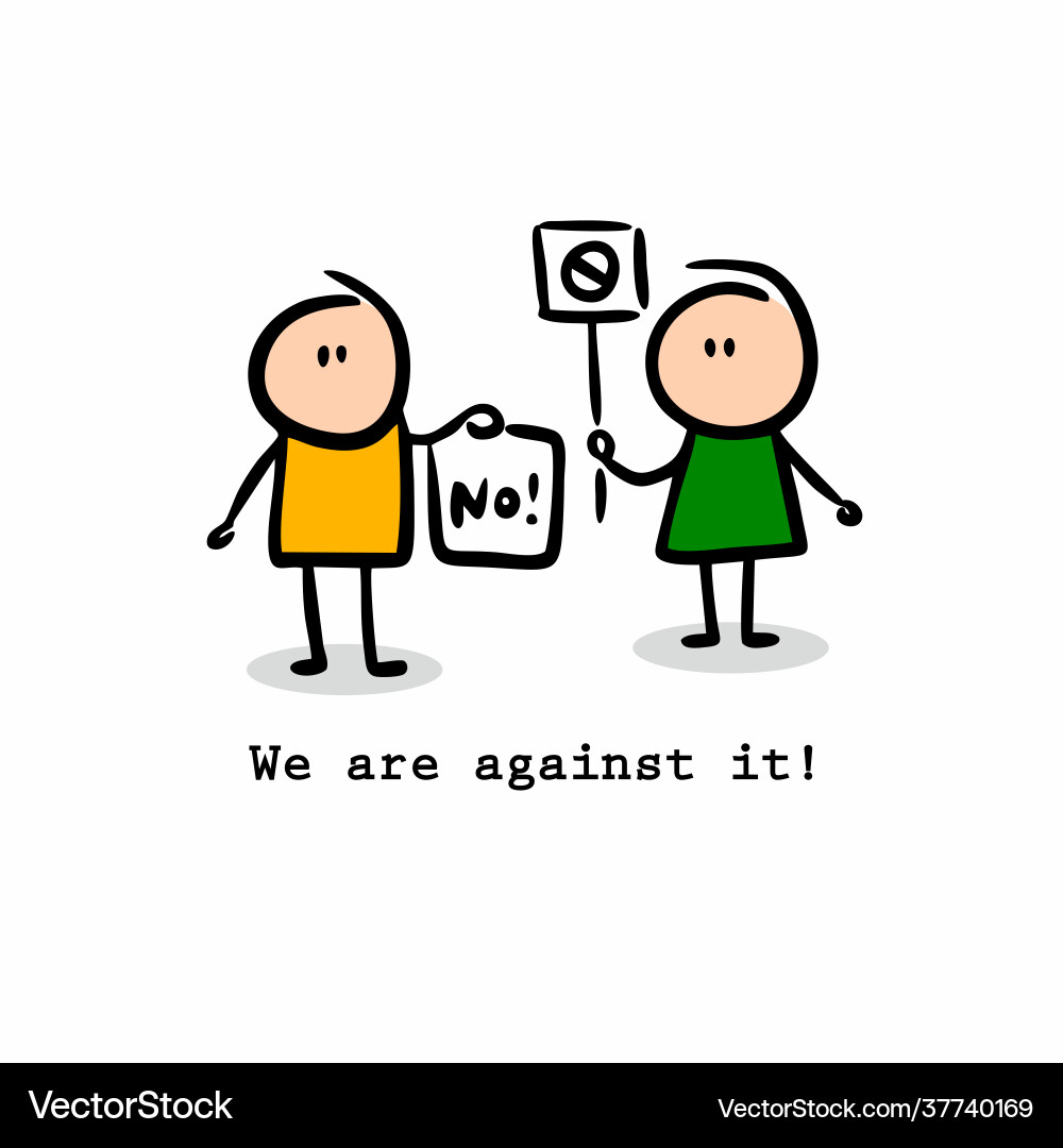 Postcard with protest message in simple doodle Postcard with protest message in simple doodle Vector Image