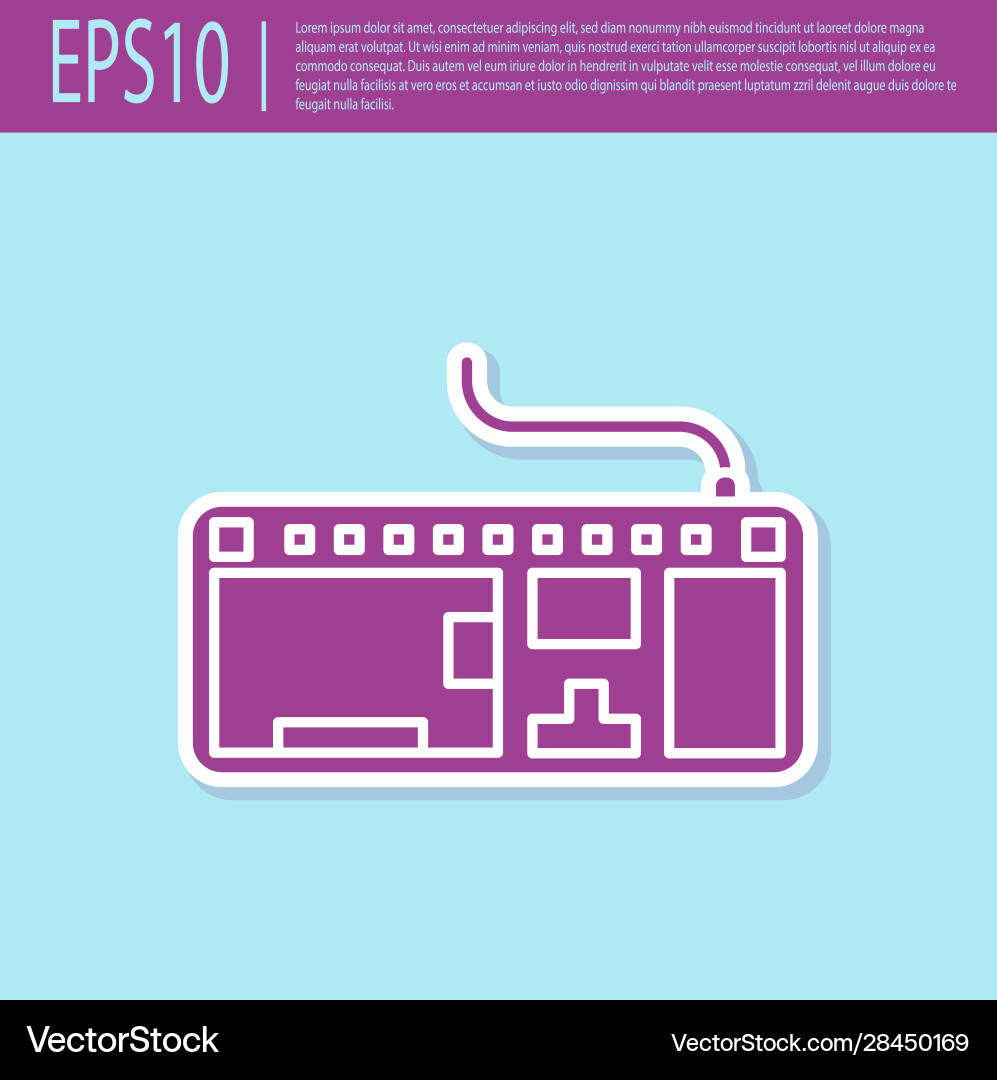Retro purple computer keyboard icon isolated Retro purple computer keyboard icon isolated vector image