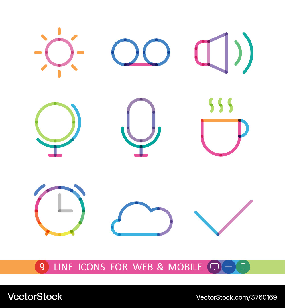 Set from 9 line icons for web and mobile Vector Image