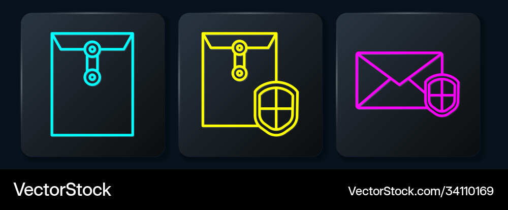 Set line envelope with shield Set line envelope with shield vector image