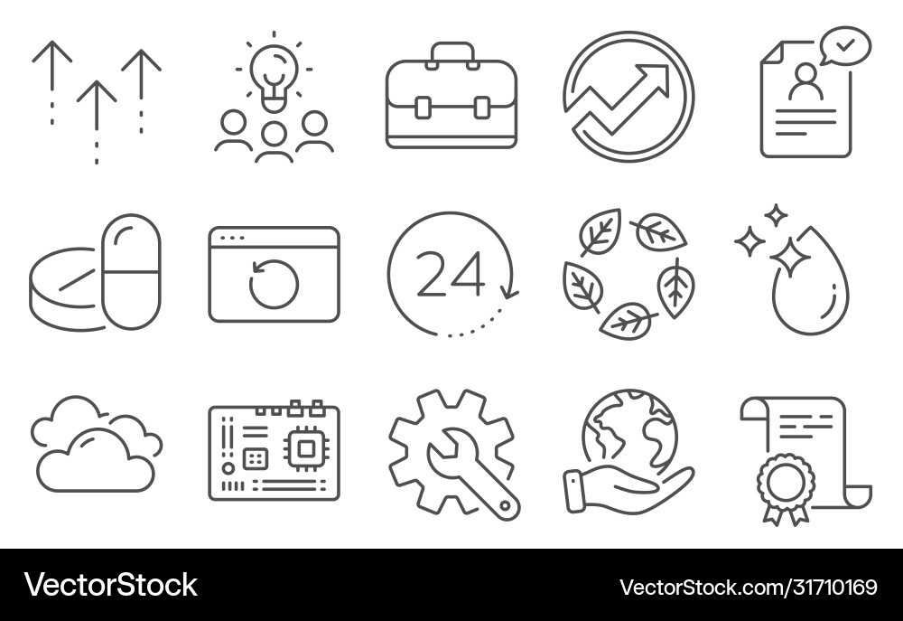 Set science icons such as portfolio swipe up Set science icons such as portfolio swipe up vector image