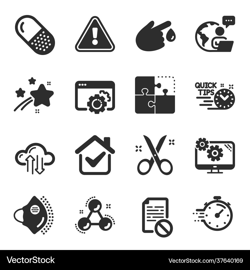 Set science icons such as settings timer Set science icons such as settings timer vector image