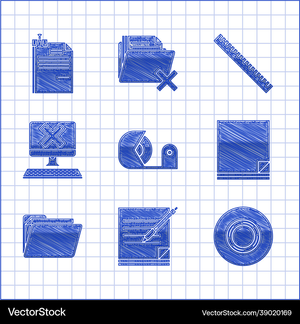 Set scotch blank notebook and pen file document Set scotch blank notebook and pen file document vector image
