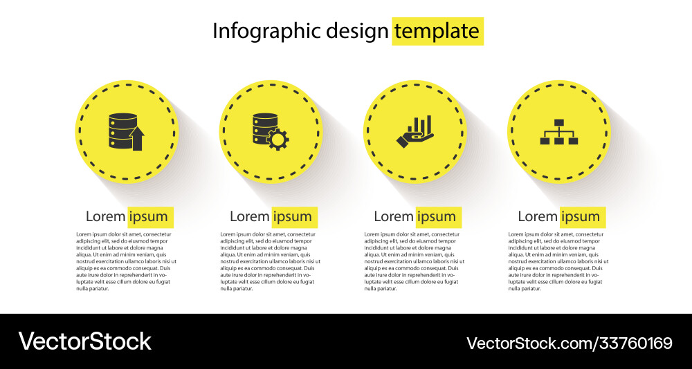 Set server data web hosting and gear pie chart vector image