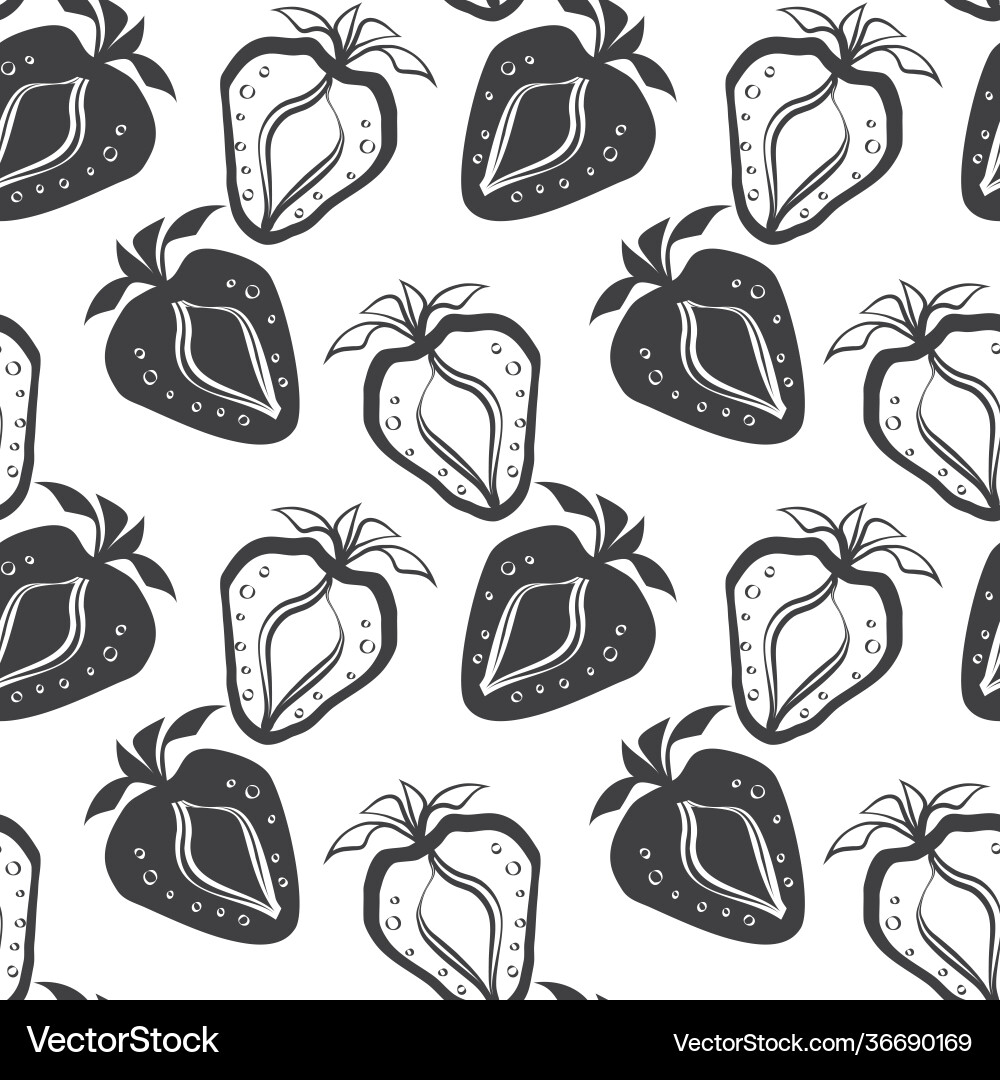 Strawberry linocut seamless pattern Strawberry linocut seamless pattern vector image