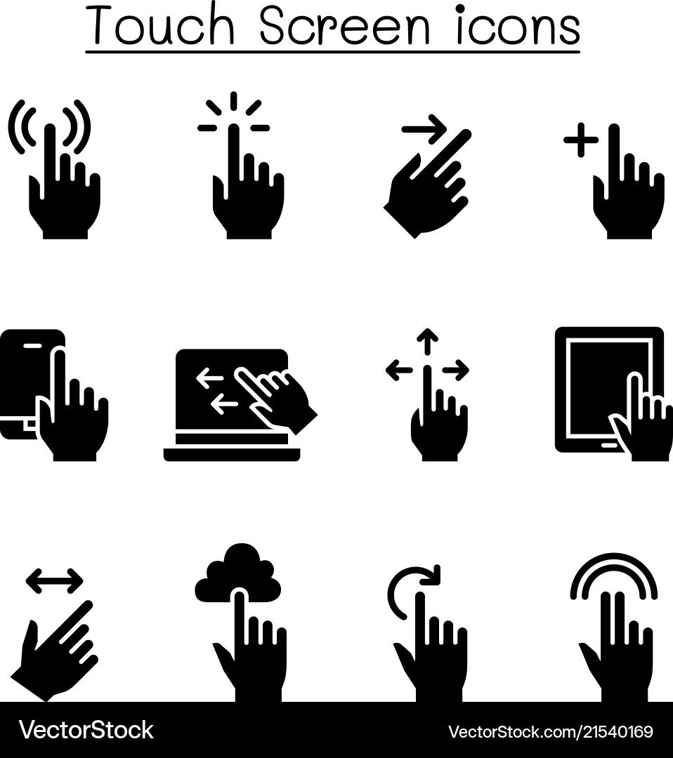 Touch screen icon set Touch screen icon set vector image