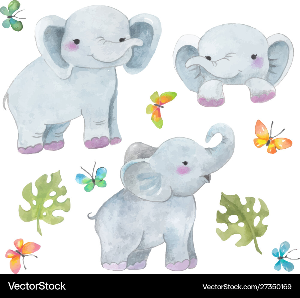 Watercolor elephant safari animal vector image