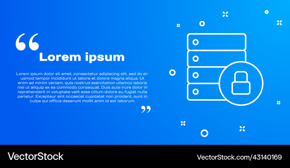 White line server security with closed padlock White line server security with closed padlock vector image
