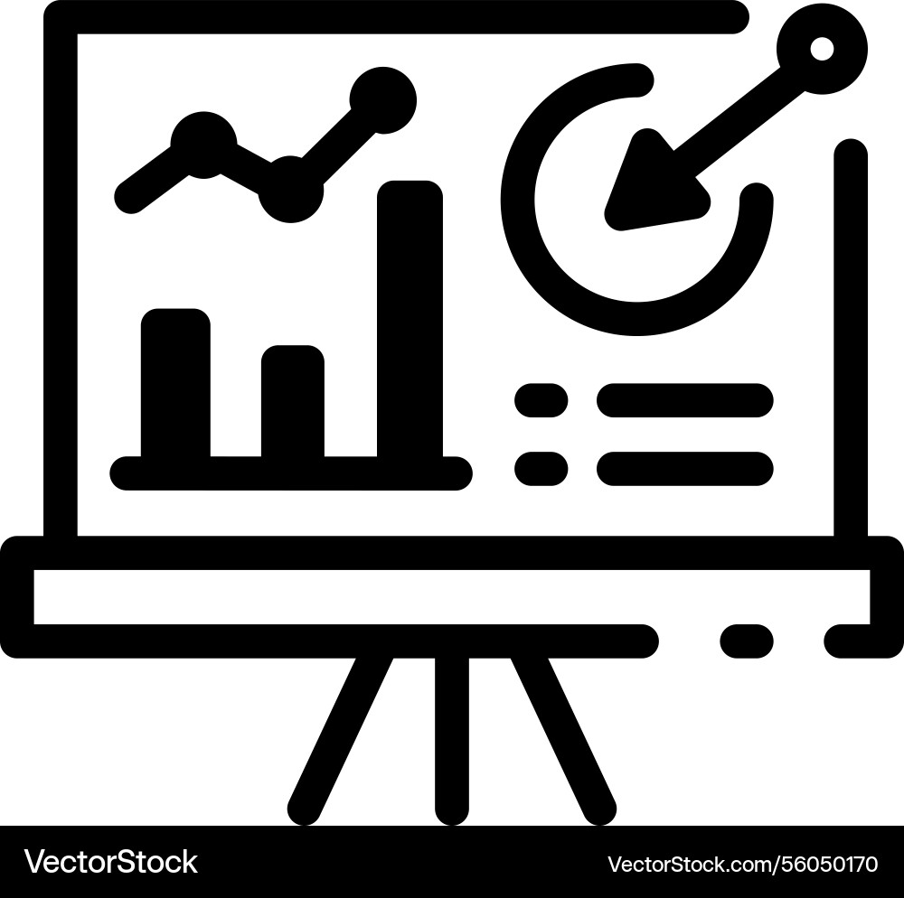A linear style icon of graph showing market corr vector image