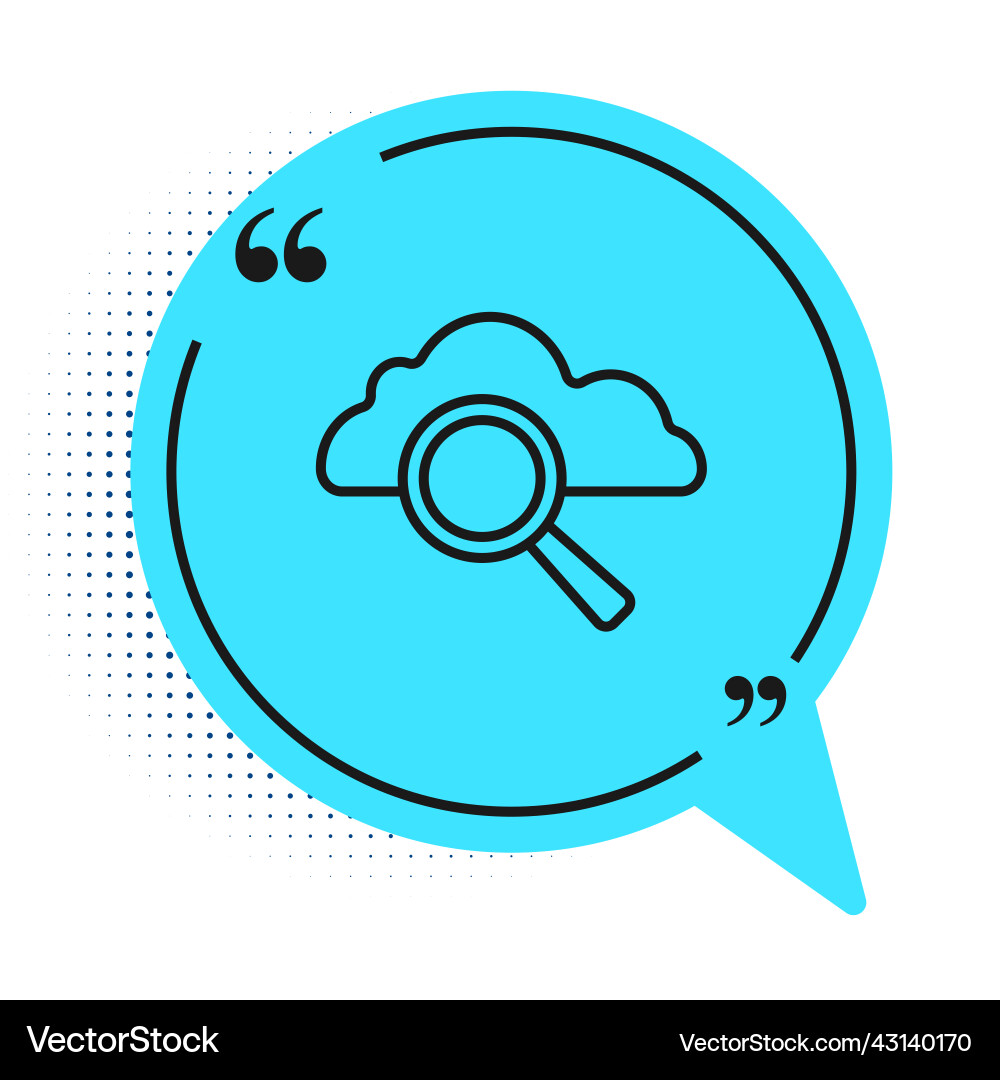 Black line search cloud computing icon isolated vector image