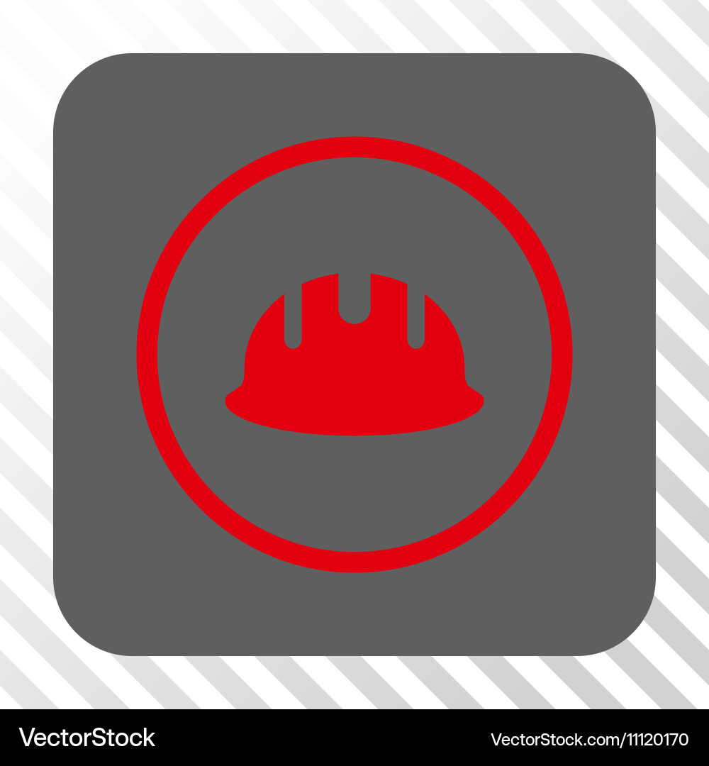Builder hardhat rounded square button vector image