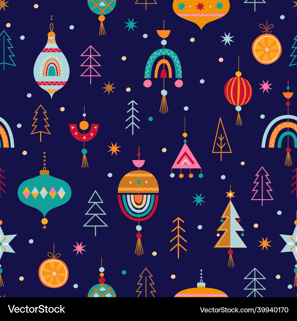 Christmas seamless pattern with toys Christmas seamless pattern with toys Vector Image