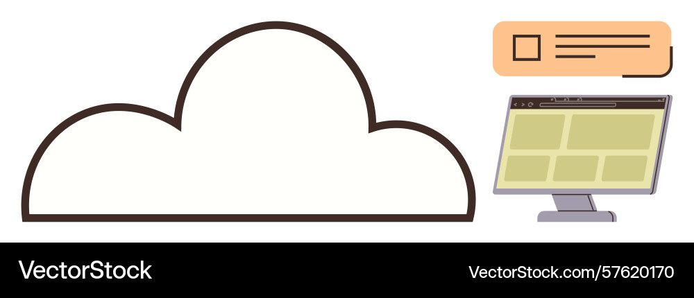 Cloud computing interaction with online data vector image