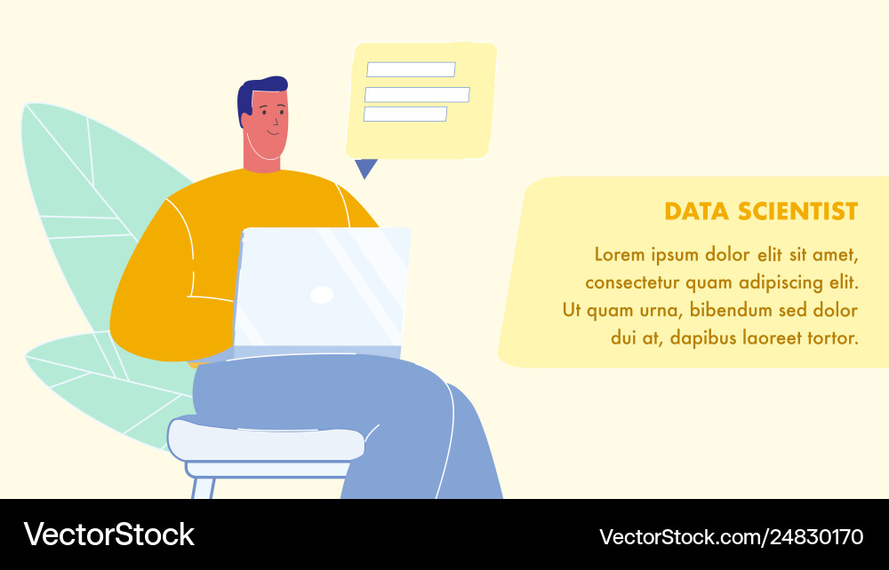 Data scientist web banner with text space Vector Image