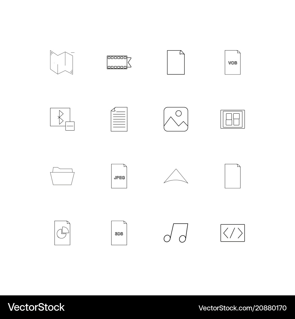 Files and folders sign linear thin icons set vector image