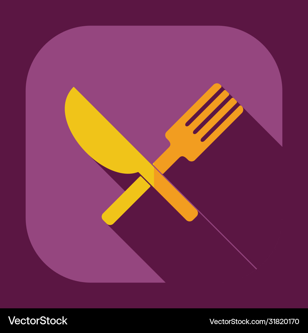 Flat modern design with shadow icons tableware vector image