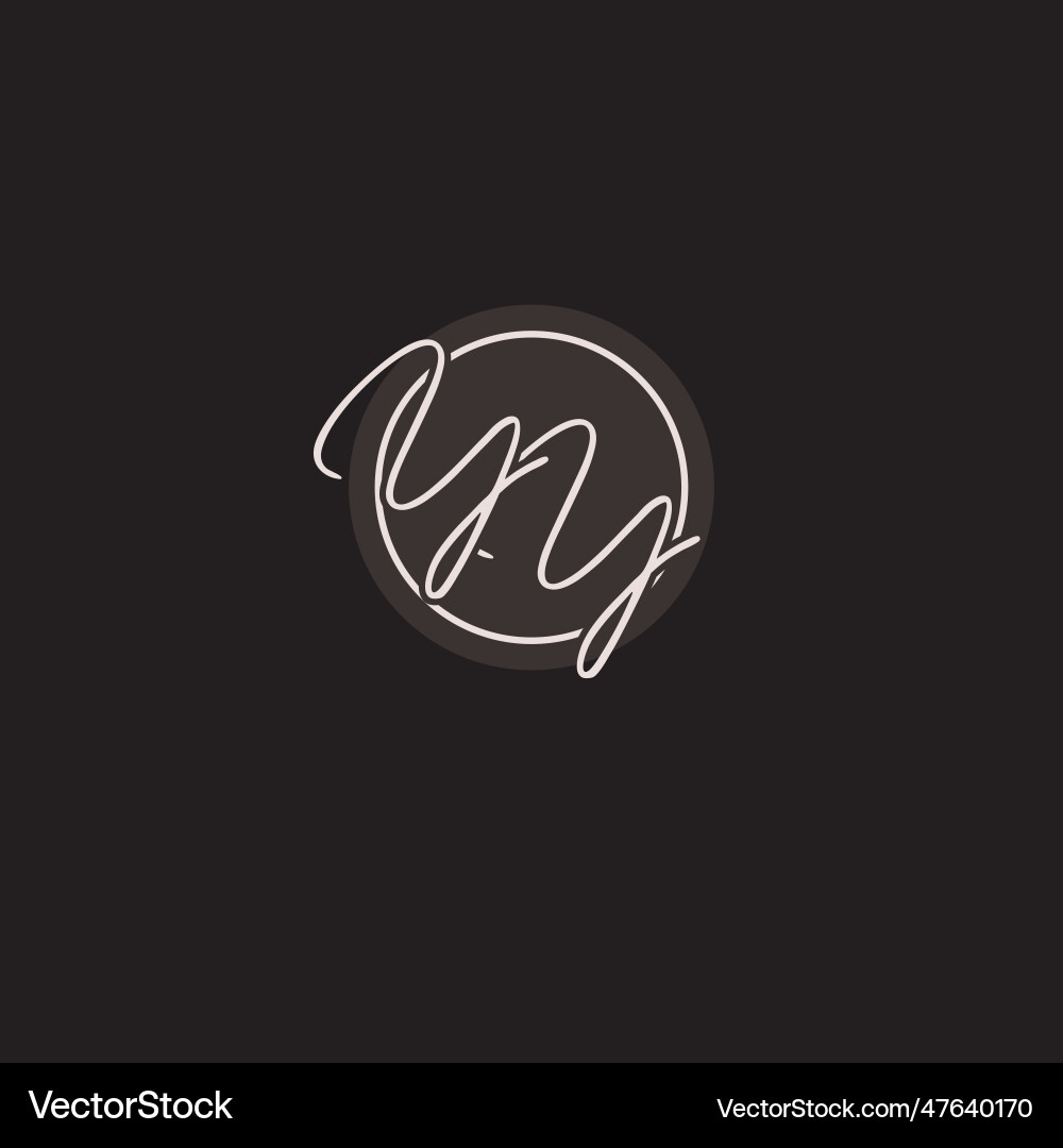 Initials yy logo monogram with simple circle line Initials yy logo monogram with simple circle line Vector Image