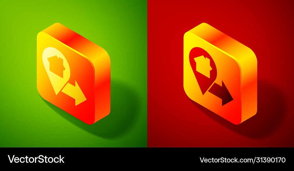 Isometric map pointer with house icon isolated Isometric map pointer with house icon isolated vector image