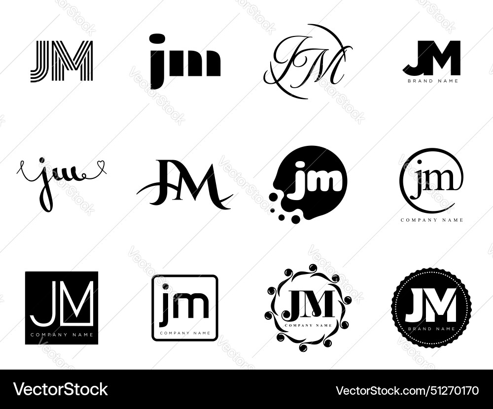 Jm logo company template letter j and m logotype Jm logo company template letter j and m logotype vector image